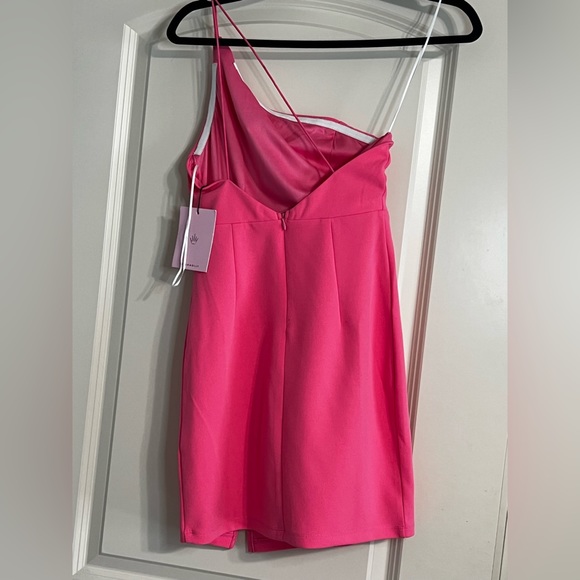 Hello Molly Pink Mini One shoulder Homecoming Dress Size Small - Picture 4 of 7